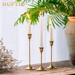 Brass Gold Taper Candle Holders - 6 Pieces Set