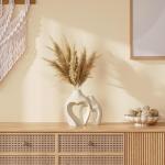 Heart Shaped White Ceramic Vases Set of 2