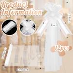 12 Large Wedding Pew Bows with Tulle Tails