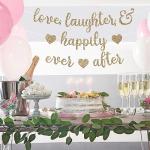 Gold Glitter Love & Laughter Bridal Banner