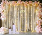Champagne Tulle Curtain with Lights for Weddings