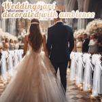 12 Large Wedding Pew Bows with Tulle Tails