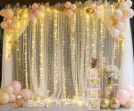 Champagne Tulle Curtain with Lights for Weddings