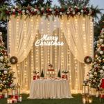 Champagne Tulle Curtain with Lights for Weddings