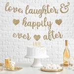 Gold Glitter Love & Laughter Bridal Banner
