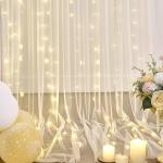 Champagne Tulle Curtain with Lights for Weddings