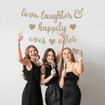 Gold Glitter Love & Laughter Bridal Banner