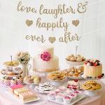 Gold Glitter Love & Laughter Bridal Banner
