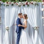 10x10ft Wrinkle Free White Backdrop Curtain for Parties Soft Fabric Drapes Wedding White Curtain Backdrop for Birthday Party Decorations Background for Photography 5x10ft, 2 Panels