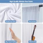 10x10ft Wrinkle Free White Backdrop Curtain for Parties Soft Fabric Drapes Wedding White Curtain Backdrop for Birthday Party Decorations Background for Photography 5x10ft, 2 Panels
