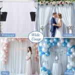 10x10ft Wrinkle Free White Backdrop Curtain for Parties Soft Fabric Drapes Wedding White Curtain Backdrop for Birthday Party Decorations Background for Photography 5x10ft, 2 Panels