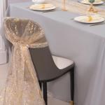 Snowkingdom 10 Ft Gold Table Runner, Sheer Gauze Chiffon Tulle Cheesecloth Sequin Glitter Metallic Foil, Table Decorations for Home Wedding Anniversary Party Birthday Holiday Christmas Thanksgiving