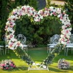 Large Double Pole Heart Shape Wedding Arches Metal Backdrop Stand Antirust Arbor