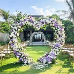 Large Double Pole Heart Shape Wedding Arches Metal Backdrop Stand Antirust Arbor