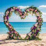 Large Double Pole Heart Shape Wedding Arches Metal Backdrop Stand Antirust Arbor