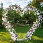 Large Double Pole Heart Shape Wedding Arches Metal Backdrop Stand Antirust Arbor