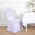 WHITE Ruffle Pleated Skirt Fitted Spandex Banquet CHAIR COVER Party Decorations