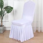 WHITE Ruffle Pleated Skirt Fitted Spandex Banquet CHAIR COVER Party Decorations