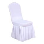WHITE Ruffle Pleated Skirt Fitted Spandex Banquet CHAIR COVER Party Decorations