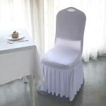 WHITE Ruffle Pleated Skirt Fitted Spandex Banquet CHAIR COVER Party Decorations