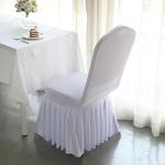 WHITE Ruffle Pleated Skirt Fitted Spandex Banquet CHAIR COVER Party Decorations