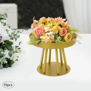 10Pcs 25/15cm Tall Gold Metal Flower Stand Circular for Table Centerpieces Decor