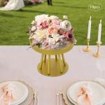 10Pcs 25/15cm Tall Gold Metal Flower Stand Circular for Table Centerpieces Decor