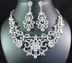 GORGEOUS AUSTRIAN RHINESTONE CRYSTAL BIB NECKLACE EARRINGS SET BRIDAL PROM N1515