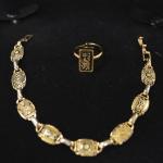 GOLD PLATED 3 SET OF JEWELRY NECKLACE RING & BRACELET SET