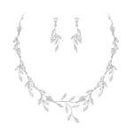Wedding Jewelry Set Bride Bridesmaid Necklace Earrings Cubic Zirconia Pear-Sh...