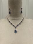 Crystal  Necklace Earrings Jewelry Set Royal Blue