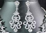 GORGEOUS AUSTRIAN RHINESTONE CRYSTAL BIB NECKLACE EARRINGS SET BRIDAL PROM N1515