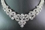 FLORAL CLEAR AUSTRIAN RHINESTONE CRYSTAL NECKLACE EARRINGS SET BRIDAL PROM N1601