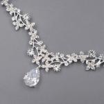 Wedding Bridal Jewelry Set Cubic Zirconia Necklace Earrings Silver Tone Women 80