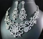 GORGEOUS AUSTRIAN RHINESTONE CRYSTAL BIB NECKLACE EARRINGS SET BRIDAL PROM N1515