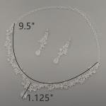 Wedding Bridal Jewelry Set Cubic Zirconia Necklace Earrings Silver Tone Women 80