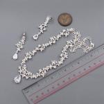 Wedding Bridal Jewelry Set Cubic Zirconia Necklace Earrings Silver Tone Women 80