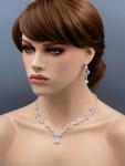 Wedding Bridal Jewelry Set Cubic Zirconia Necklace Earrings Silver Tone Women 80