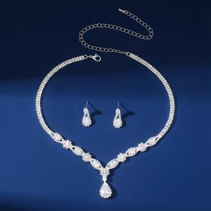 Zirconia Bridal Jewelry Set for Women Wedding Necklace & Earrings Gift for Bride