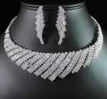 WOW CLEAR AUSTRIAN RHINESTONE CHOKER NECKLACE EARRINGS SET BRIDAL PROM N1349