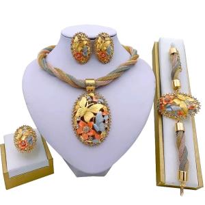 African Jewelry Dubai Gold Plated Jewelry Set Women Wedding Bridal 101