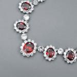 Jewelry Set Red Cubic Zirconia White Gold Plated Necklace Bracelet Earrings 6259