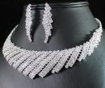 WOW CLEAR AUSTRIAN RHINESTONE CHOKER NECKLACE EARRINGS SET BRIDAL PROM N1349