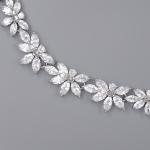 Floral Cubic Zirconia Necklace Earrings Bridal Wedding Jewelry Set Sparkle 20037