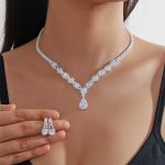 Zirconia Bridal Jewelry Set for Women Wedding Necklace & Earrings Gift for Bride