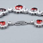 Jewelry Set Red Cubic Zirconia White Gold Plated Necklace Bracelet Earrings 6259