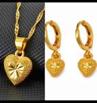 Luxury 24K Dubai Gold Heart Jewelry Set –Necklace & Earrings Gift for Her