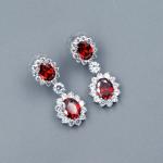 Jewelry Set Red Cubic Zirconia White Gold Plated Necklace Bracelet Earrings 6259