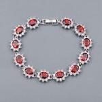 Jewelry Set Red Cubic Zirconia White Gold Plated Necklace Bracelet Earrings 6259