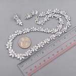 Floral Cubic Zirconia Necklace Earrings Bridal Wedding Jewelry Set Sparkle 20037